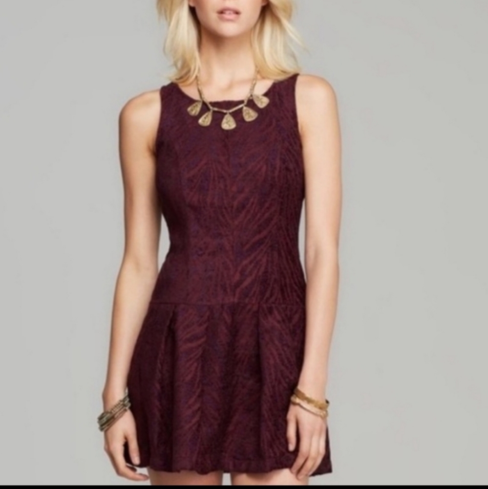 Free People Chenille Mulberry Purple Zebra Dress